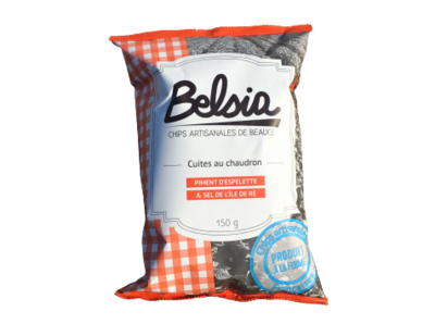 Chips artisanales Piment d'Espelette & Sel de l'Ile de Ré cuites au chaudron Belsia