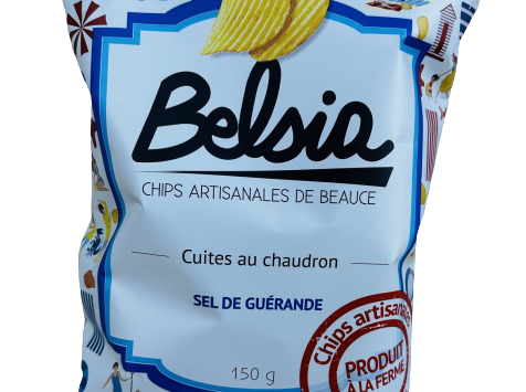 Chips artisanales ondulées Sel de Guérande cuites au chaudron Belsia