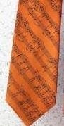 Krawatte Schlips mit Noten in orange