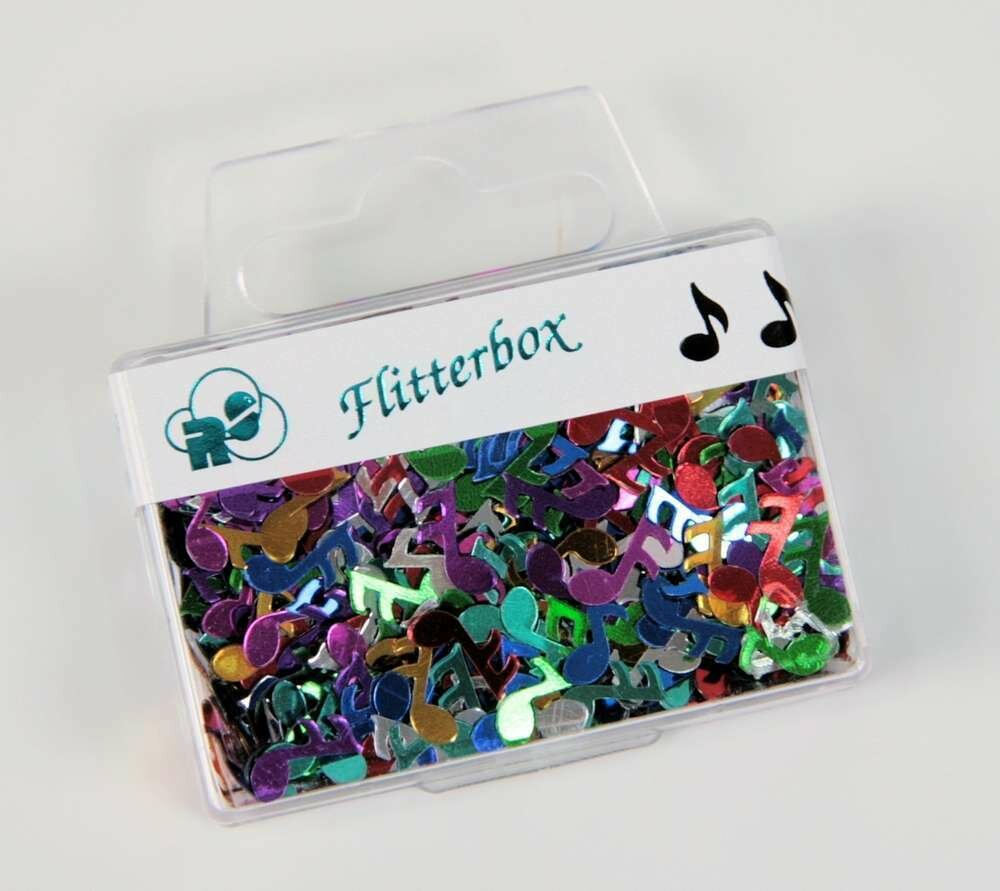 Flitterbox Noten bunt Notendeko Flitter