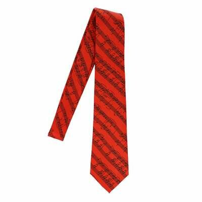 Krawatte Schlips mit Noten in feuerrot