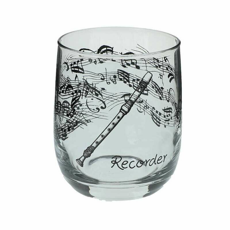 Glas mit Blockflöte Recorder Glas mit Blockflöte Recorder