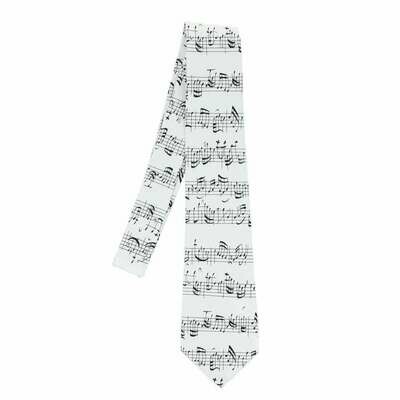 Krawatte Schlips mit Noten in weiß