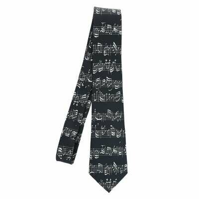Krawatte Schlips mit Noten in schwarz