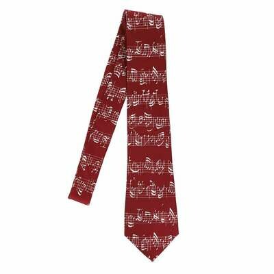 Krawatte Schlips mit Noten in weinrot bordeaux