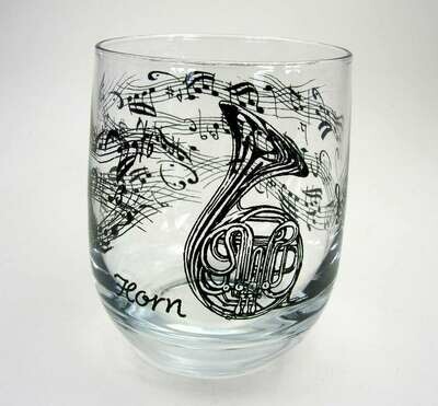 Glas mit Horn Waldhorn Jagdhorn