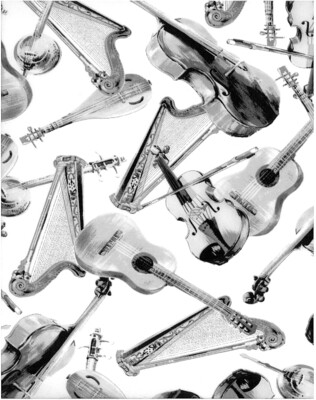 Stoff Meterware Baumwolle Instrumente Violine Geige usw.