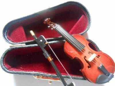 Miniatur Modell Violine Geige mit Koffer und SPIELUHR
