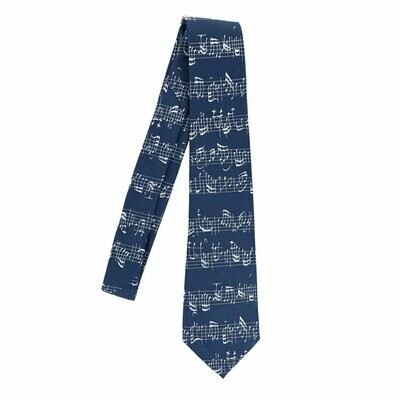 Krawatte Schlips mit Noten in blau