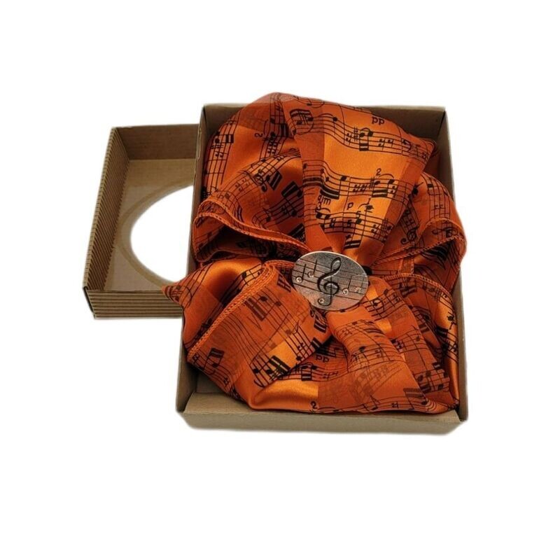 Geschenkset Schal Chiffon mit Noten in orange + Tuchhalter Geschenkset Schal Chiffon mit Noten in orange + Tuchhalter