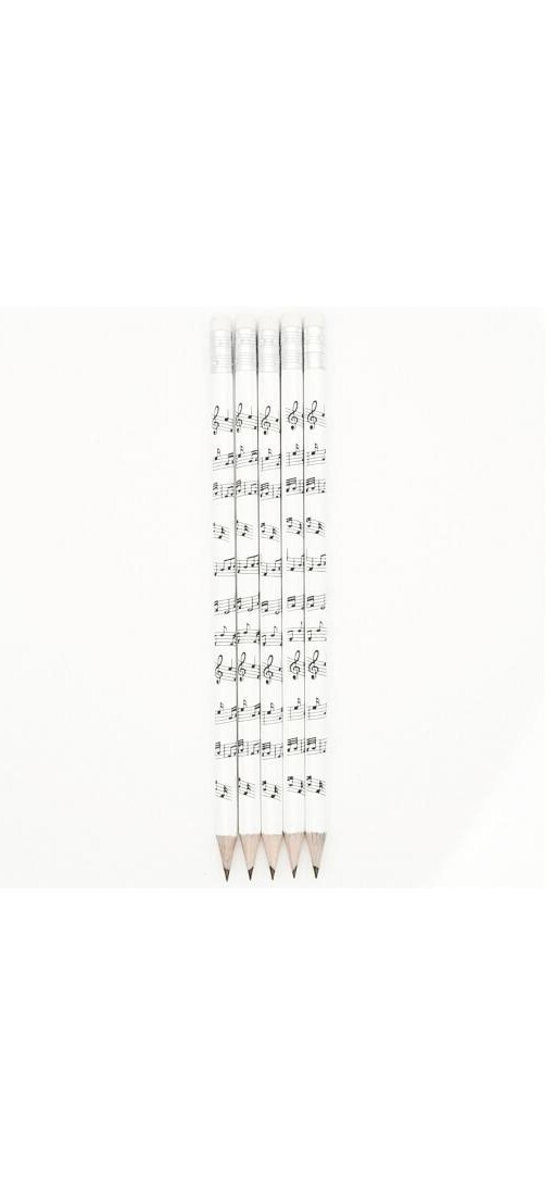 5 Bleistifte mit Note in weiß