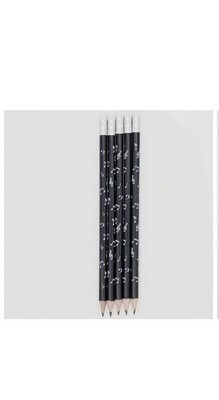 5 Bleistifte mit Note in schwarz