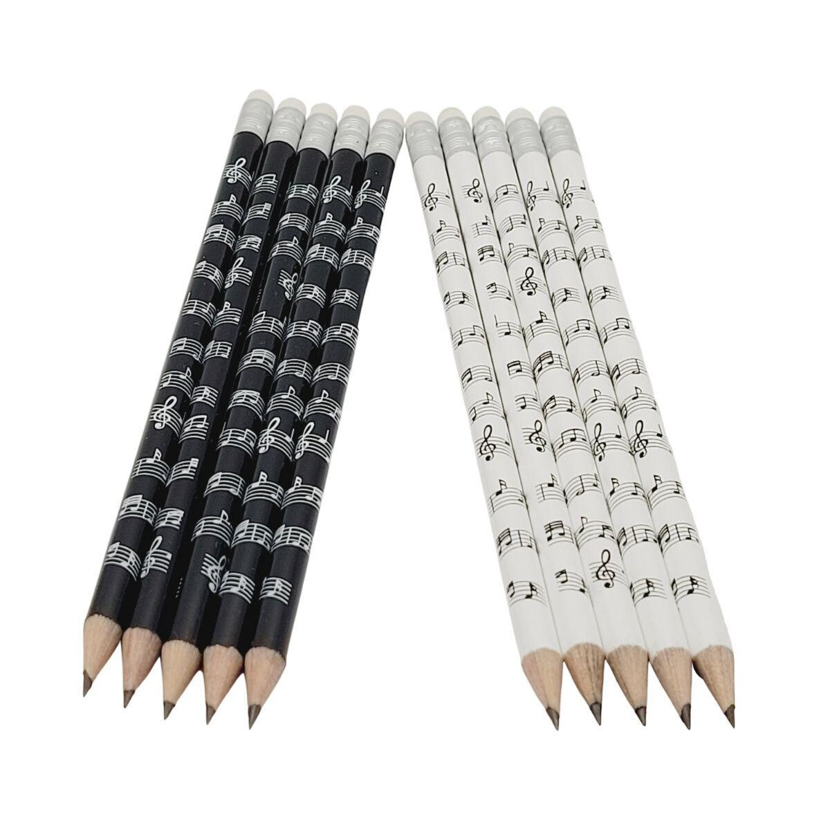 10 Bleistifte mit Note in weiß + schwarz