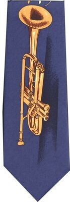 Krawatte Schlips blau mit Trompete