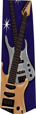 Krawatte Schlips blau mit E-Gitarre Gitarre