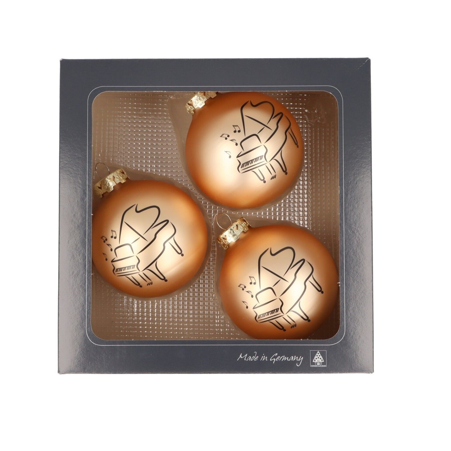 3 Stück Kugel Weihnachtskugel Christbaumkugel Baumkugel Piano gold