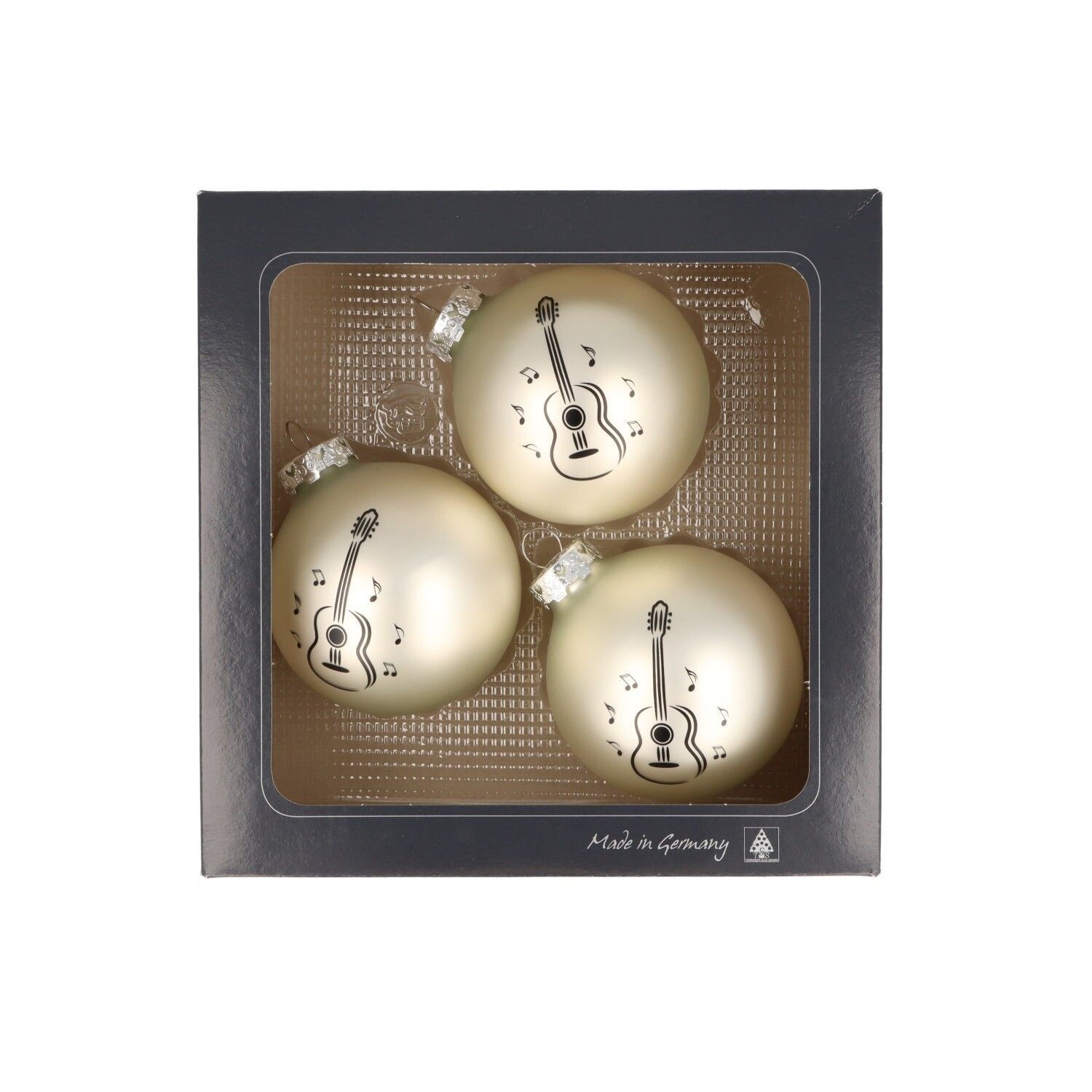 3 Stück Kugel Weihnachtskugel Christbaumkugel Baumkugel Gitarre silber