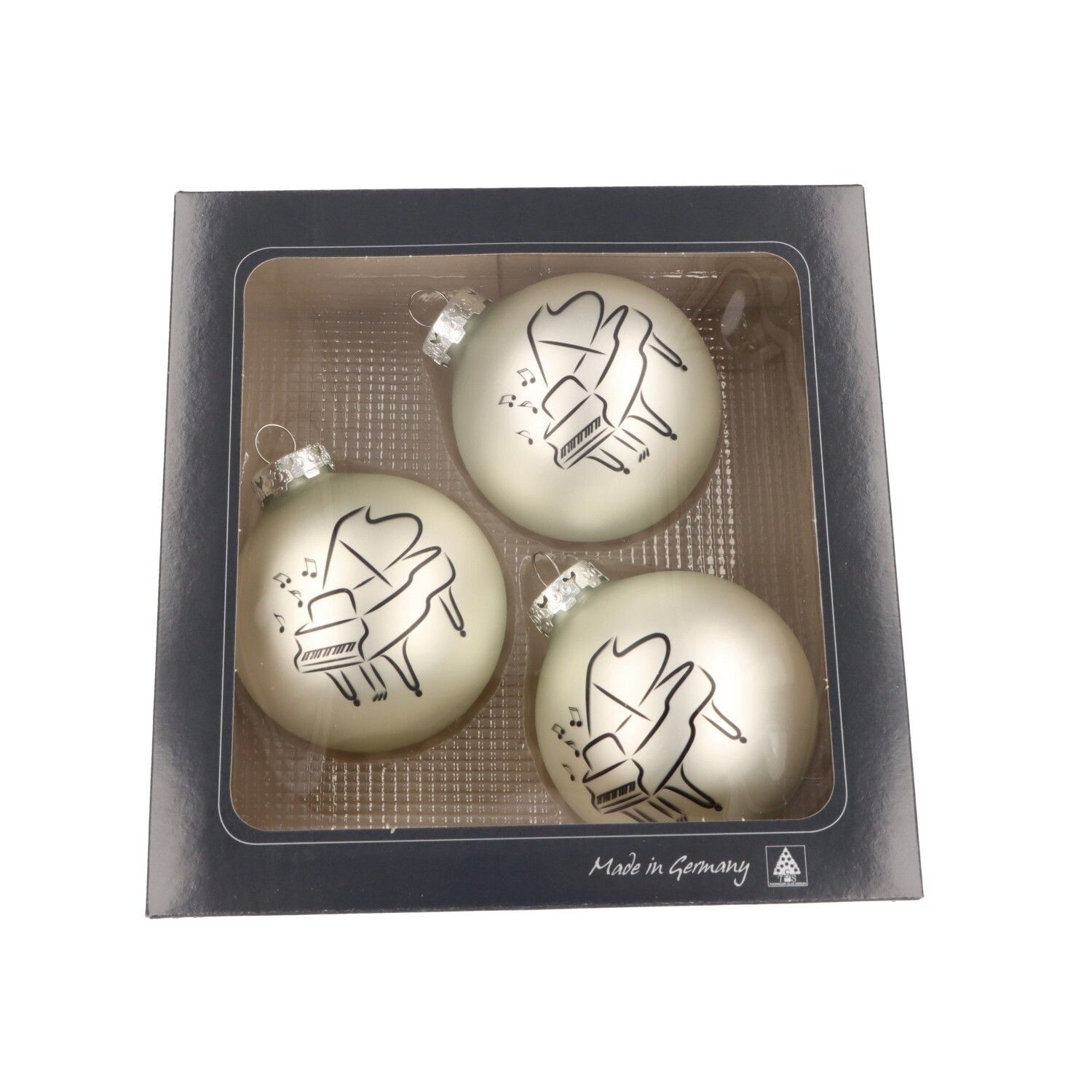 3 Stück Kugel Weihnachtskugel Christbaumkugel Baumkugel Piano silber