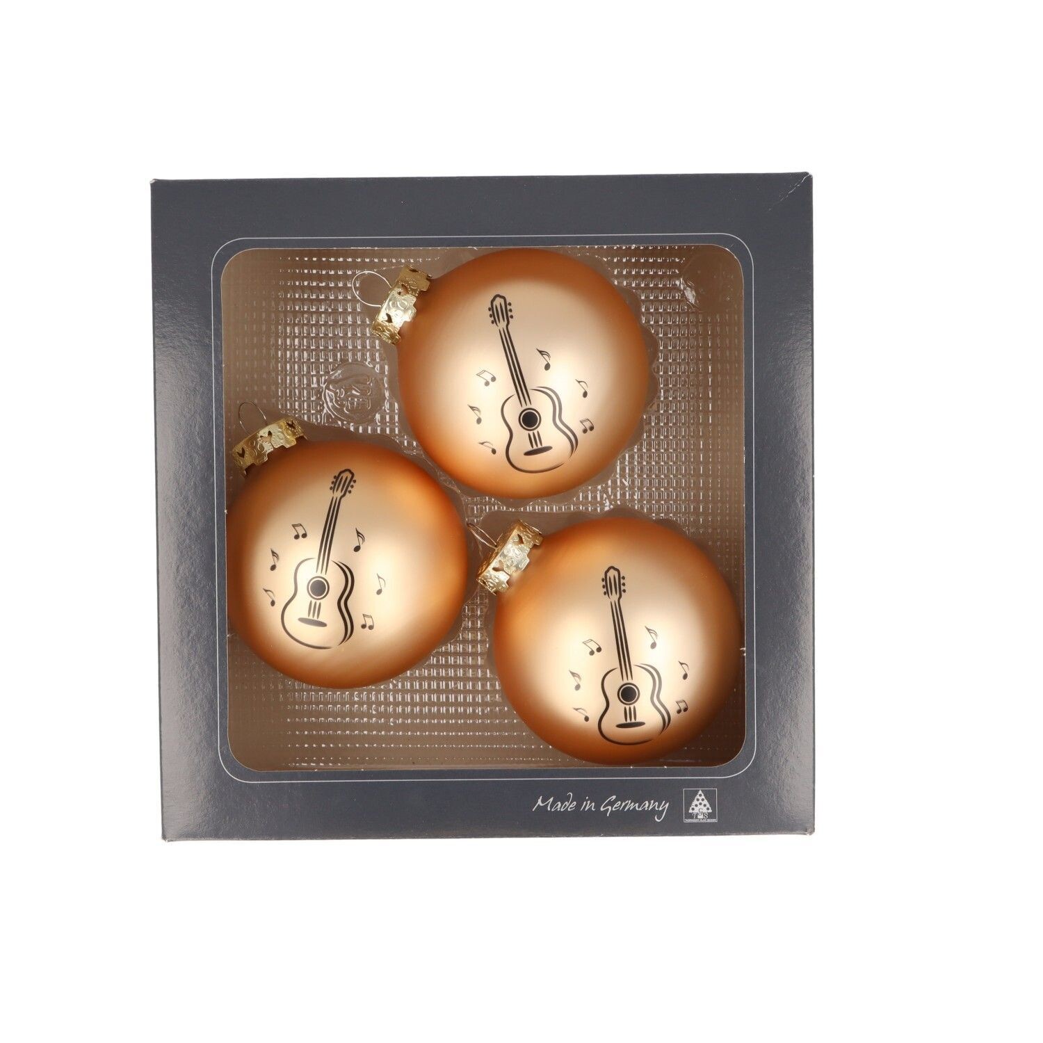 3 Stück Kugel Weihnachtskugel Christbaumkugel Baumkugel Gitarre gold