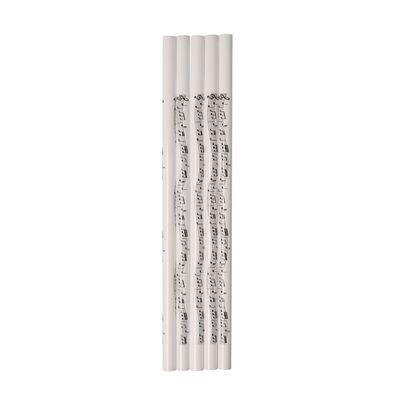5 Bleistifte mit Note in weiß mit Notenlinien