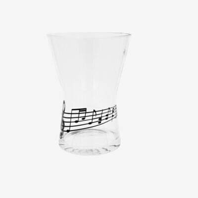 Vase aus Glas mit Noten