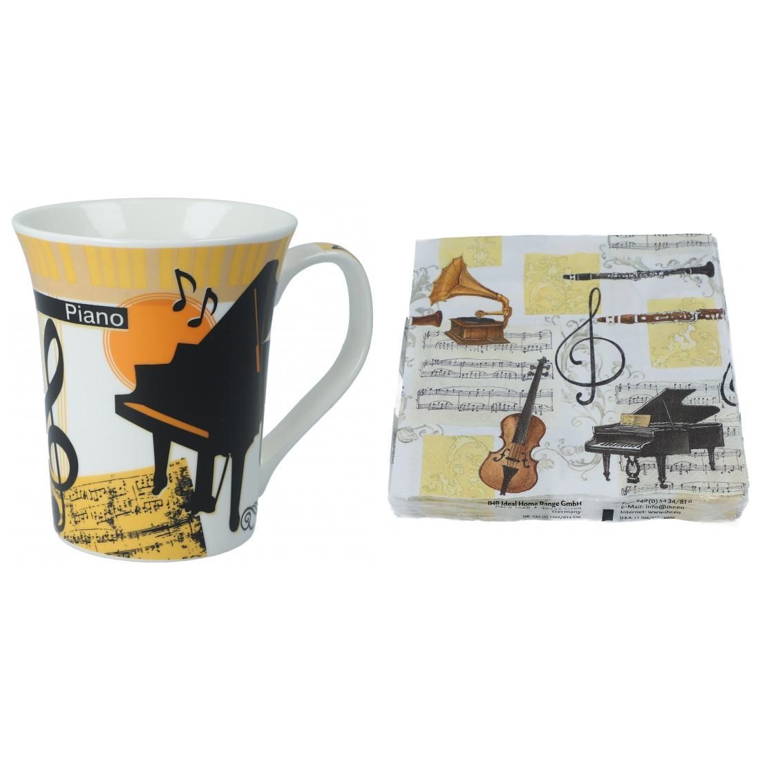 Geschenkset Tasse Piano + Servietten Musica