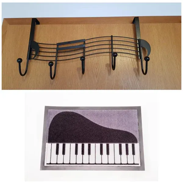 Geschenkset Fußmatte Klavier und Garderobe mit Noten