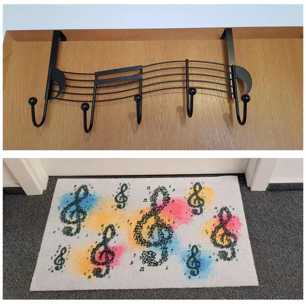 Geschenkset Fußmatte Noten bunt + Garderobe