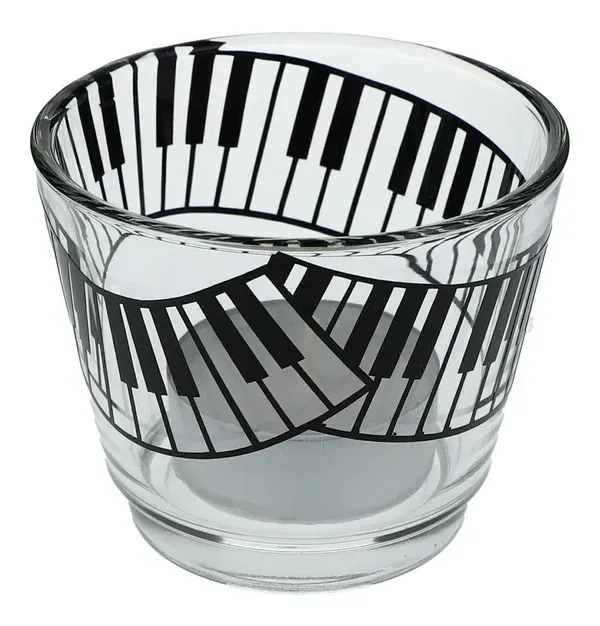Teelichtglas rund Klaviatur