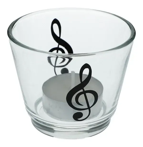 Teelichtglas rund Violinschlüssel