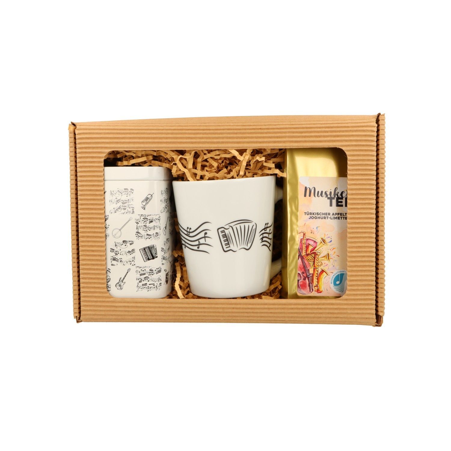 Geschenkset Tee mit Instrument Akkordeon