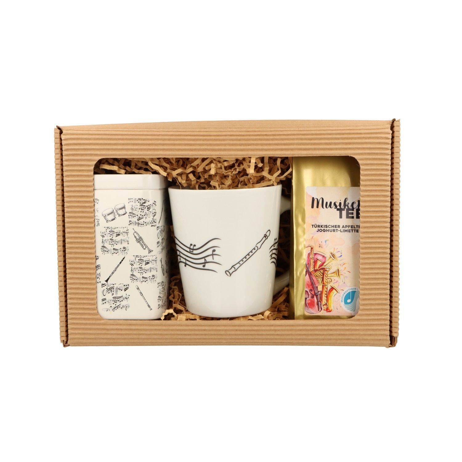 Geschenkset Tee mit Instrument Blockflöte