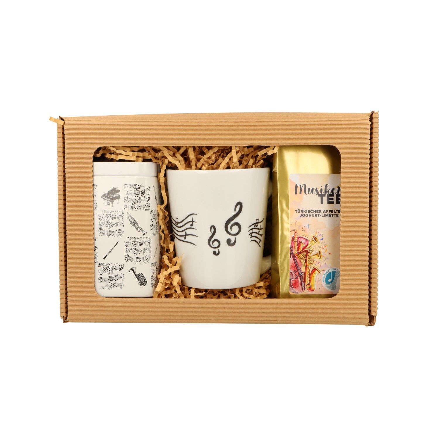Geschenkset Tee mit Instrument Violinschlüssel Notenschlüssel