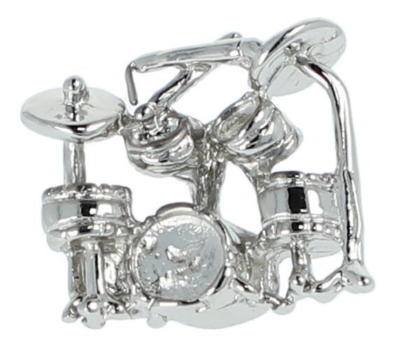 Pin Schlagzeug silberfarben Drum