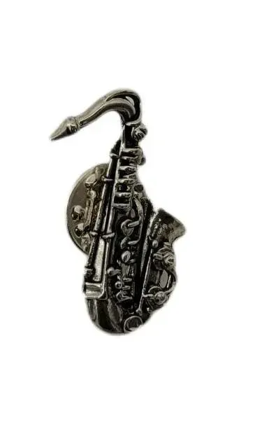 Pin Saxophon schwarz/silber