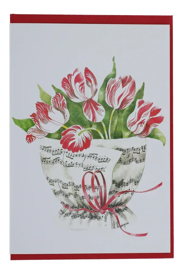 Karte Noten + rote Tulpen