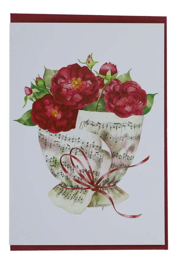 Karte Noten + rote Rosen