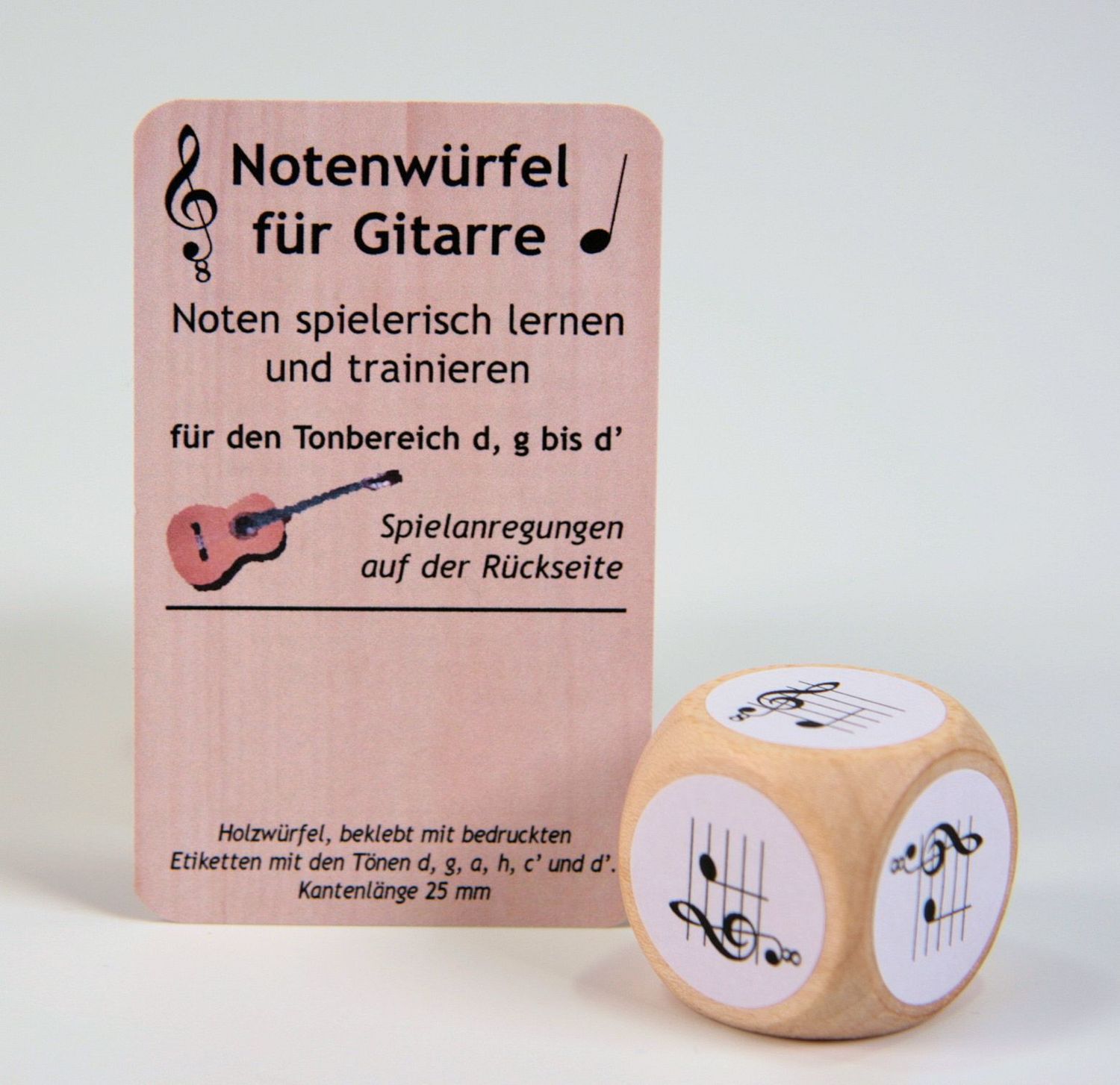 Spiel Notenspiel Notenwürfel für Gitarre für den Tonbereich d - g - d'