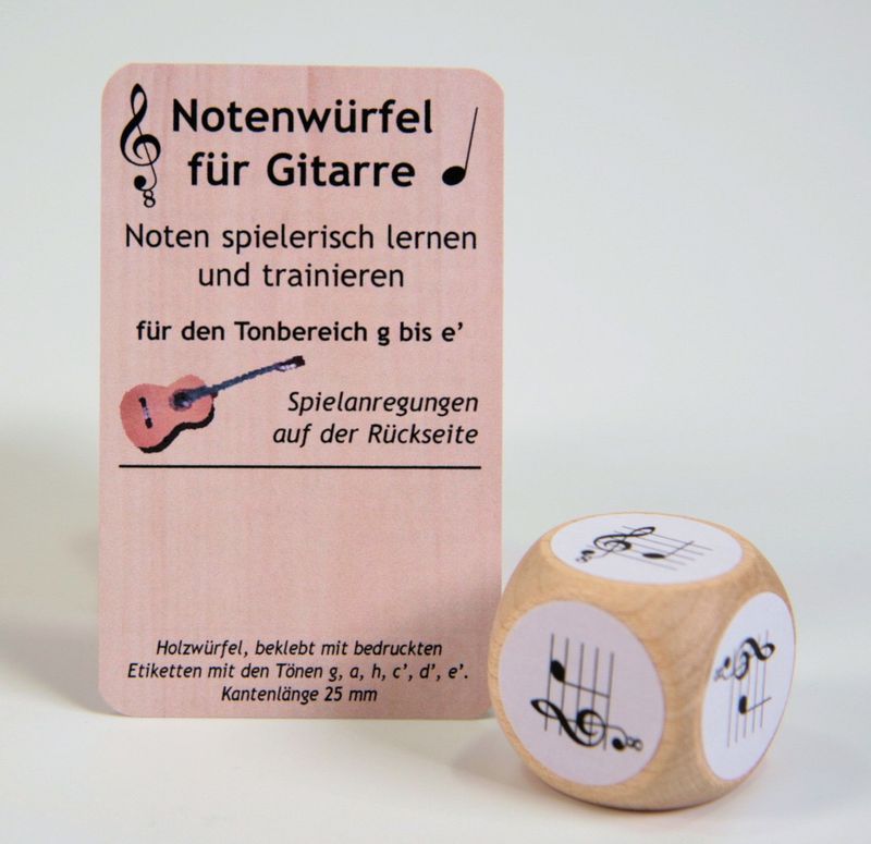 Spiel Notenspiel Notenwürfel für Gitarre Tonbereich g - e'