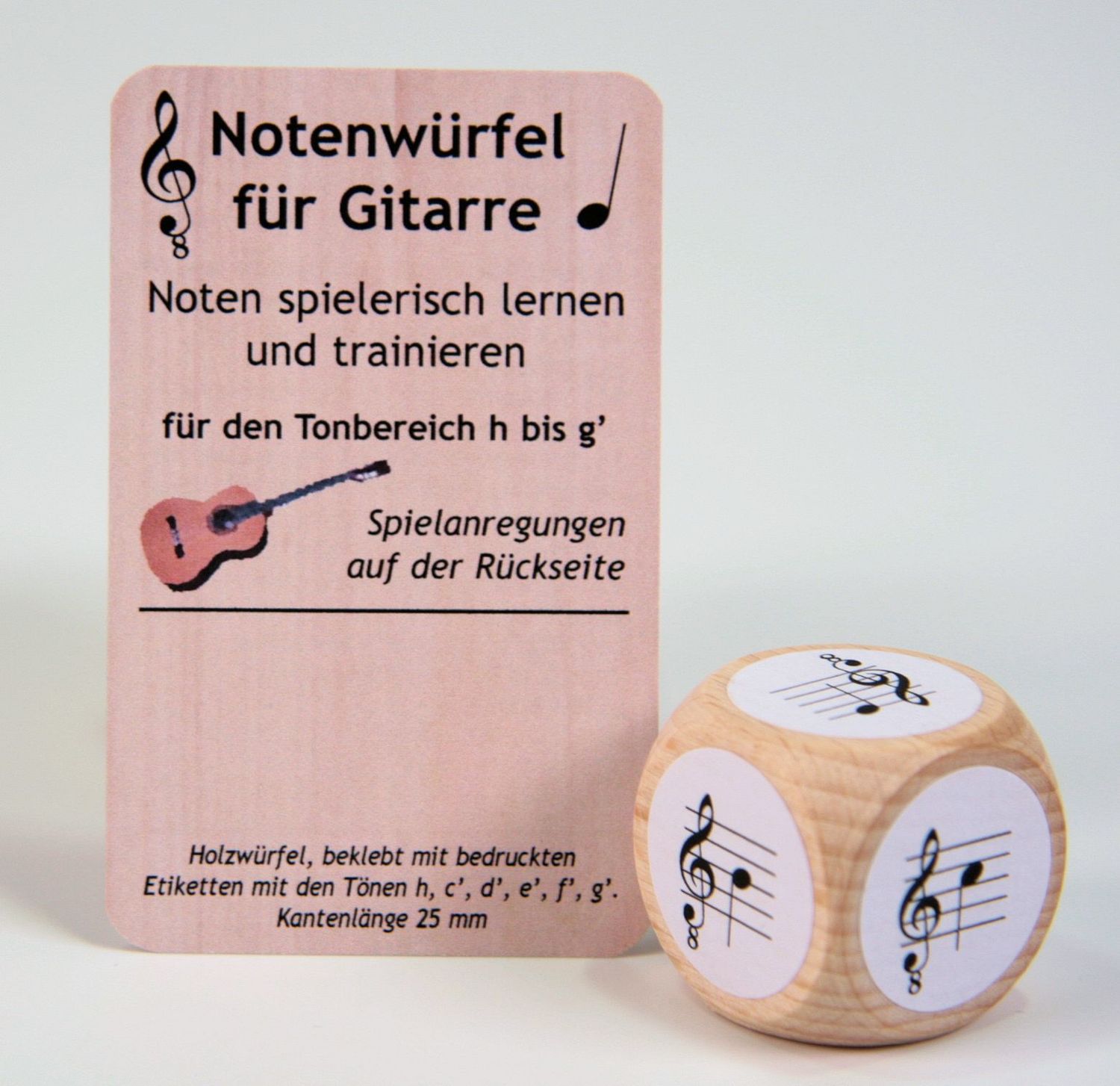 Spiel Notenspiel Notenwürfel für Gitarre Tonbereich h - g'