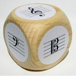 Spiel Notenspiel Notenwürfel Notenschlüssel-Würfel, Violin-, Bass- und Altschlüssel