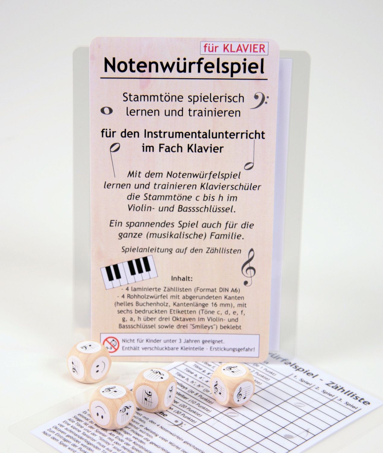 Spiel Notenspiel Notenwürfelspiel für Klavier Piano Stammtöne