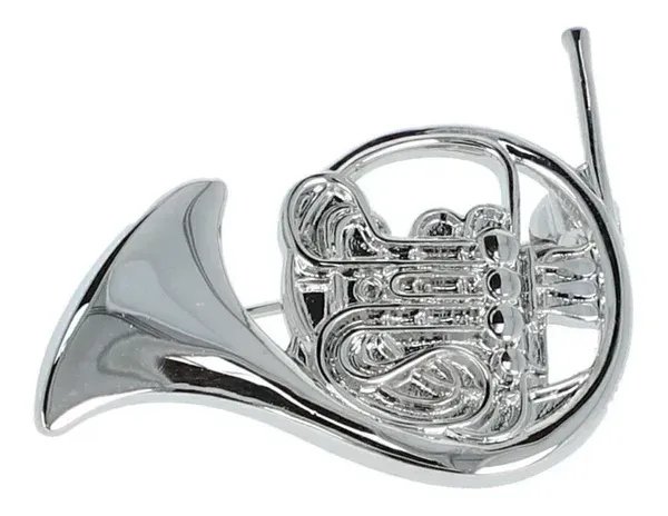Brosche Horn Waldhorn silberfarben Anstecker Nadel
