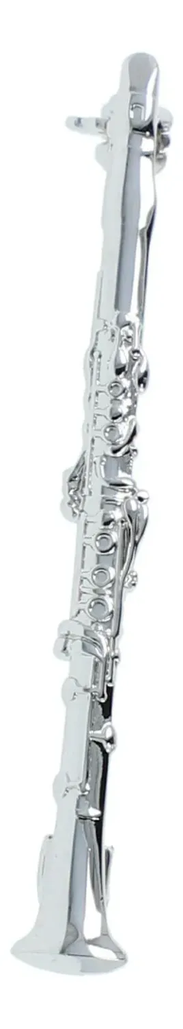 Brosche Klarinette silberfarben clarinet Anstecker Nadel