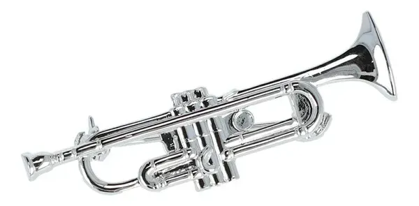 Brosche Trompete silberfarben Anstecker Nadel