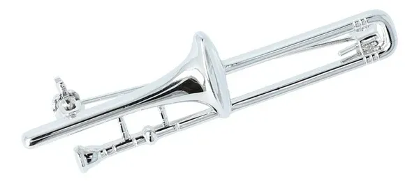 Brosche Posaune silberfarben Trombone Anstecker Nadel