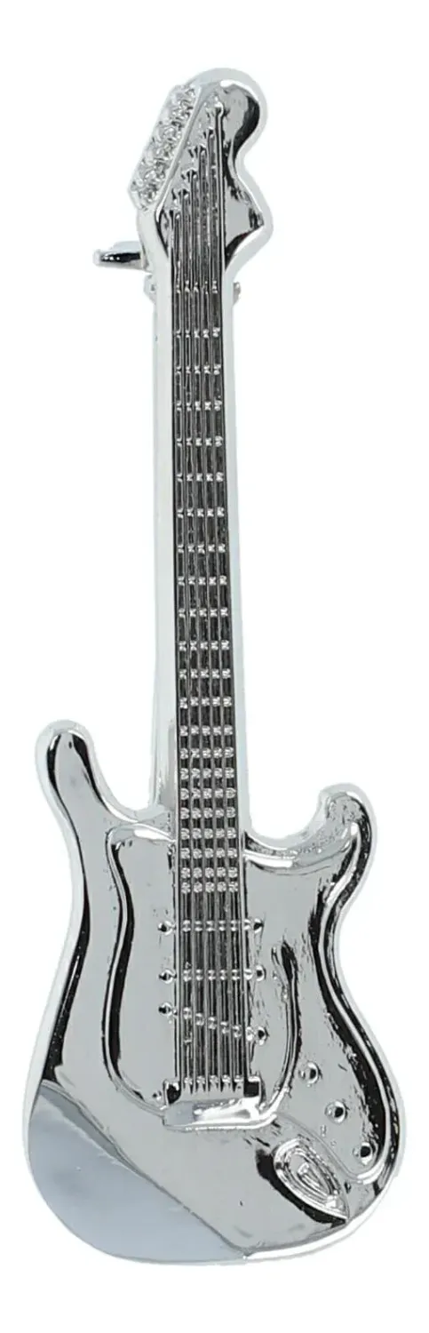 Brosche E-Gitarre Egitarre silberfarben Anstecker Nadel