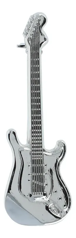 Brosche E-Gitarre Egitarre silberfarben Anstecker Nadel Brosche E-Gitarre Egitarre silberfarben Anstecker Nadel