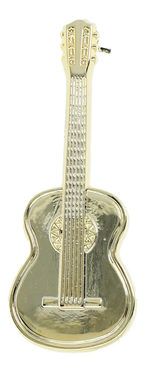 Brosche Gitarre goldfarben Anstecker Nadel