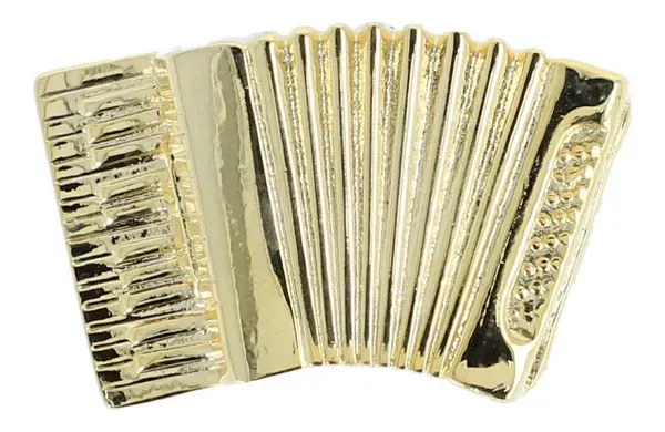 Brosche Akkordeon Schifferklavier goldfarben Anstecker Nadel